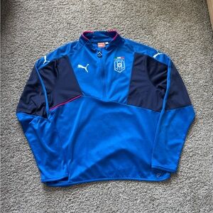Italy Italia Puma Soccer Futbol Long Sleeve 1/4 Zip Training Top 2014-15 Size XL